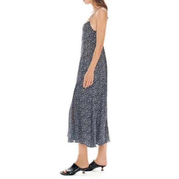 La Ligne Luca Navy Blue and White Silk Slip Midi Dress Size Small Like New - Picture 3 of 8